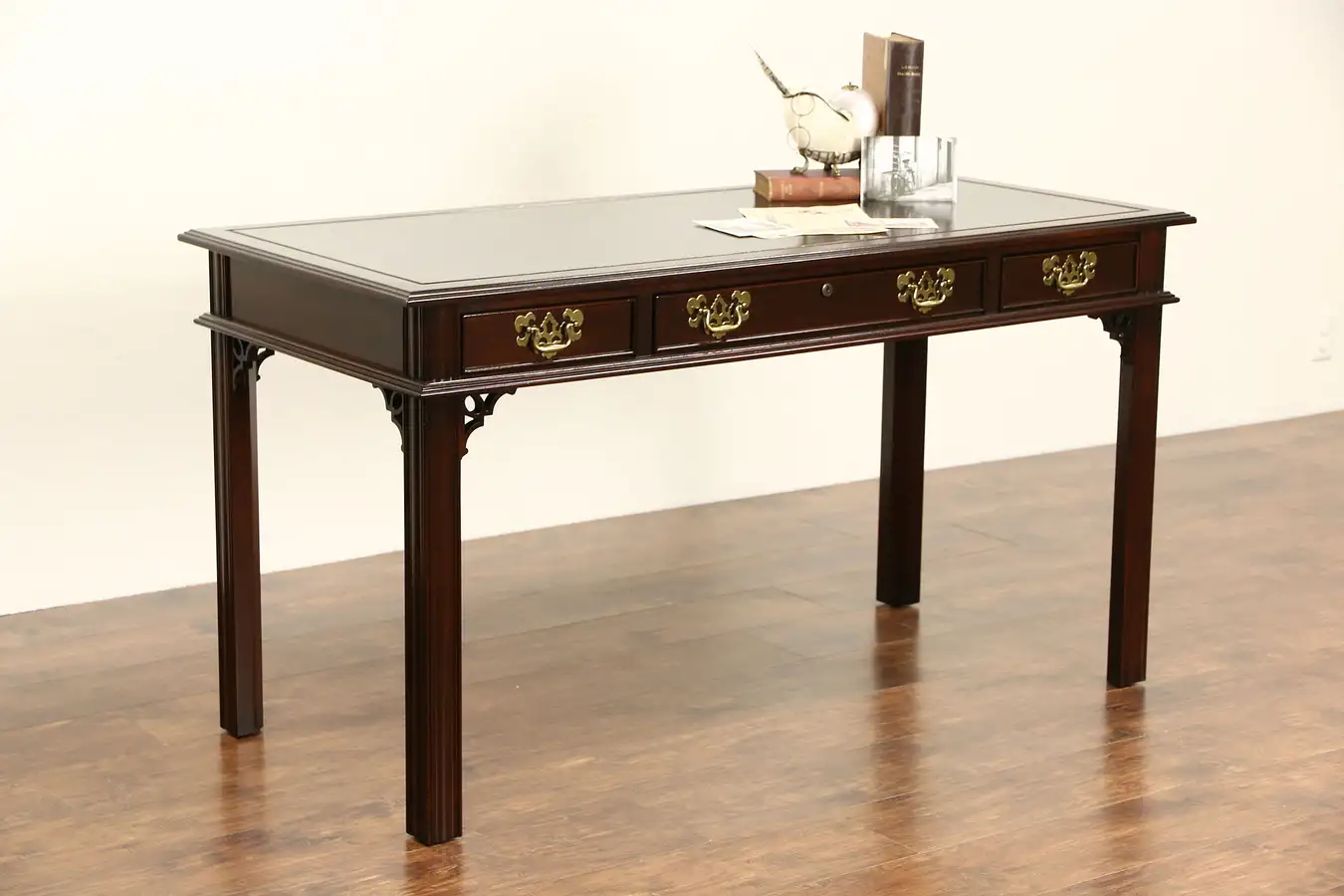 Main image of Georgian Style Writing Desk or Console Table, Leather Top, Signed Sligh