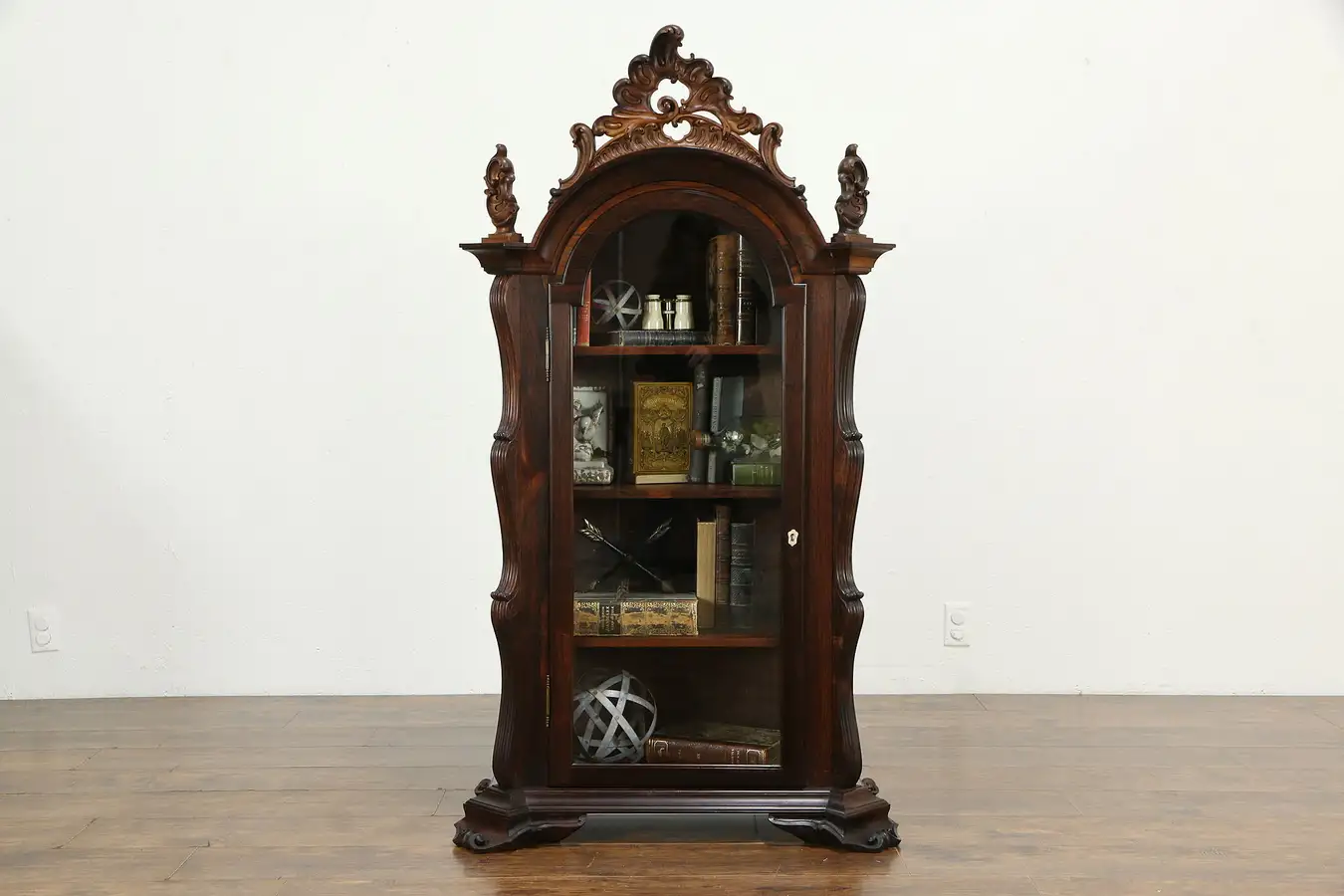 Main image of Victorian Antique English Rosewood Small China Cabinet Vitrine Fragment