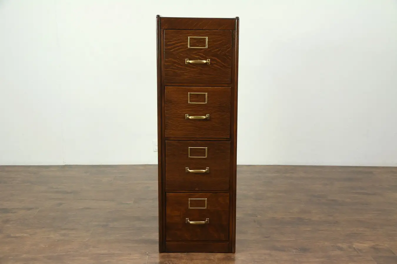 Main image of Oak 4 Drawer Filing Cabinet, Antique Library or Office File