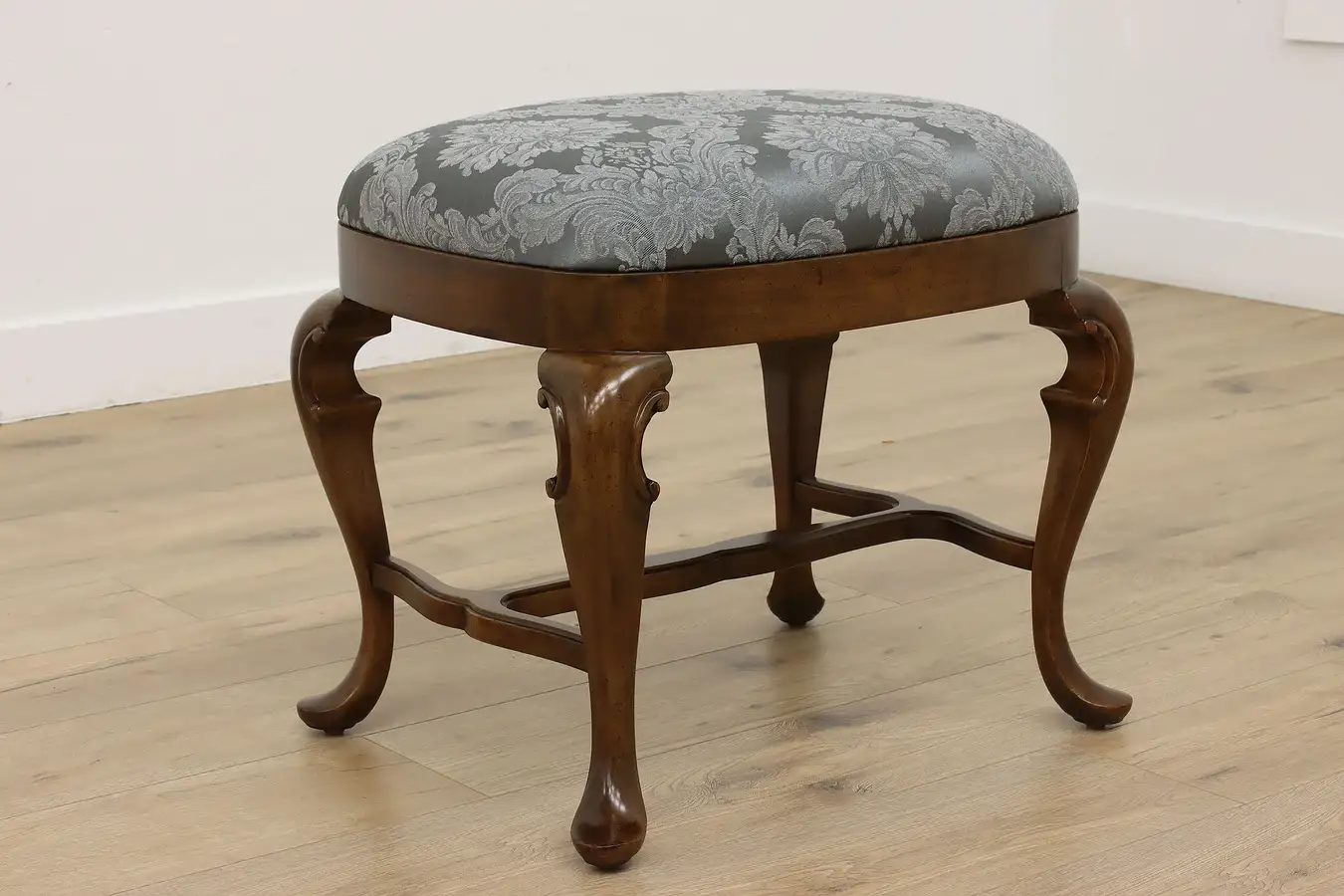 Main image of Georgian Vintage Birch Footstool or Small Bench, New Fabric