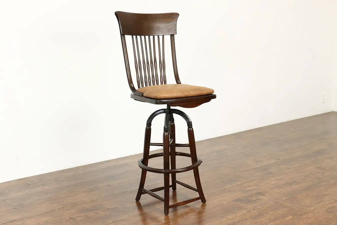 Main image of Industrial Elm & Iron Antique Farmhouse Drafting, Architect Swivel Stool