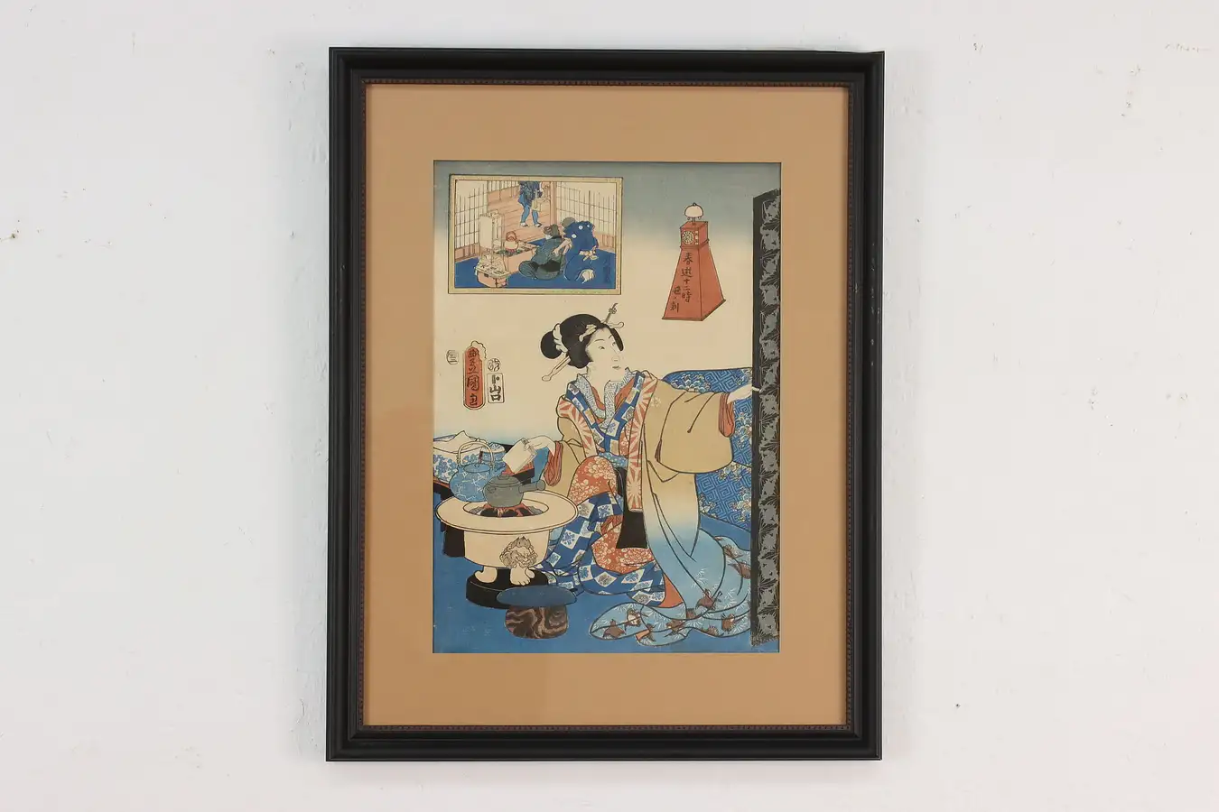 Main image of Japanese Antique Ukiyo-e Woman Woodblock Print Signed 20"