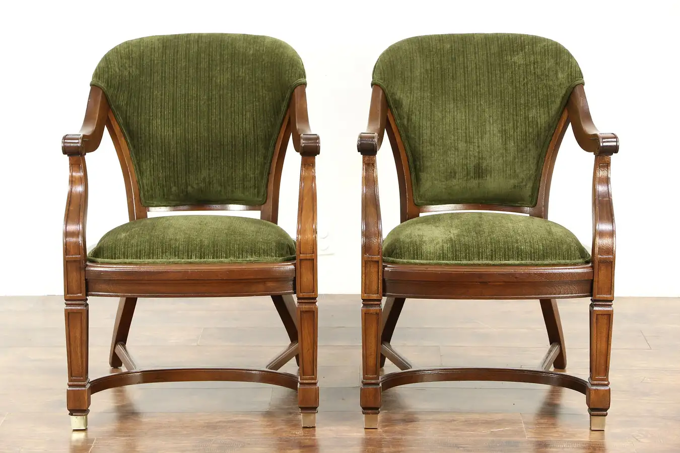 Main image of Pair of Antique Walnut Library or Office Chairs, Meade Chicago, New Upholstery