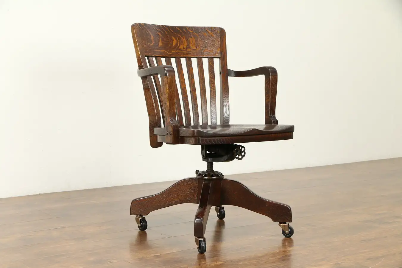 Main image of Oak Quarter Sawn Antique Swivel Adjustable Desk Chair, Milwaukee