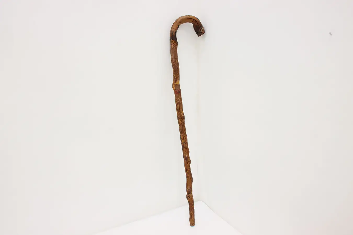 Main image of Chinese Vintage Carved Walking Stick or Cane, Bird & Snake