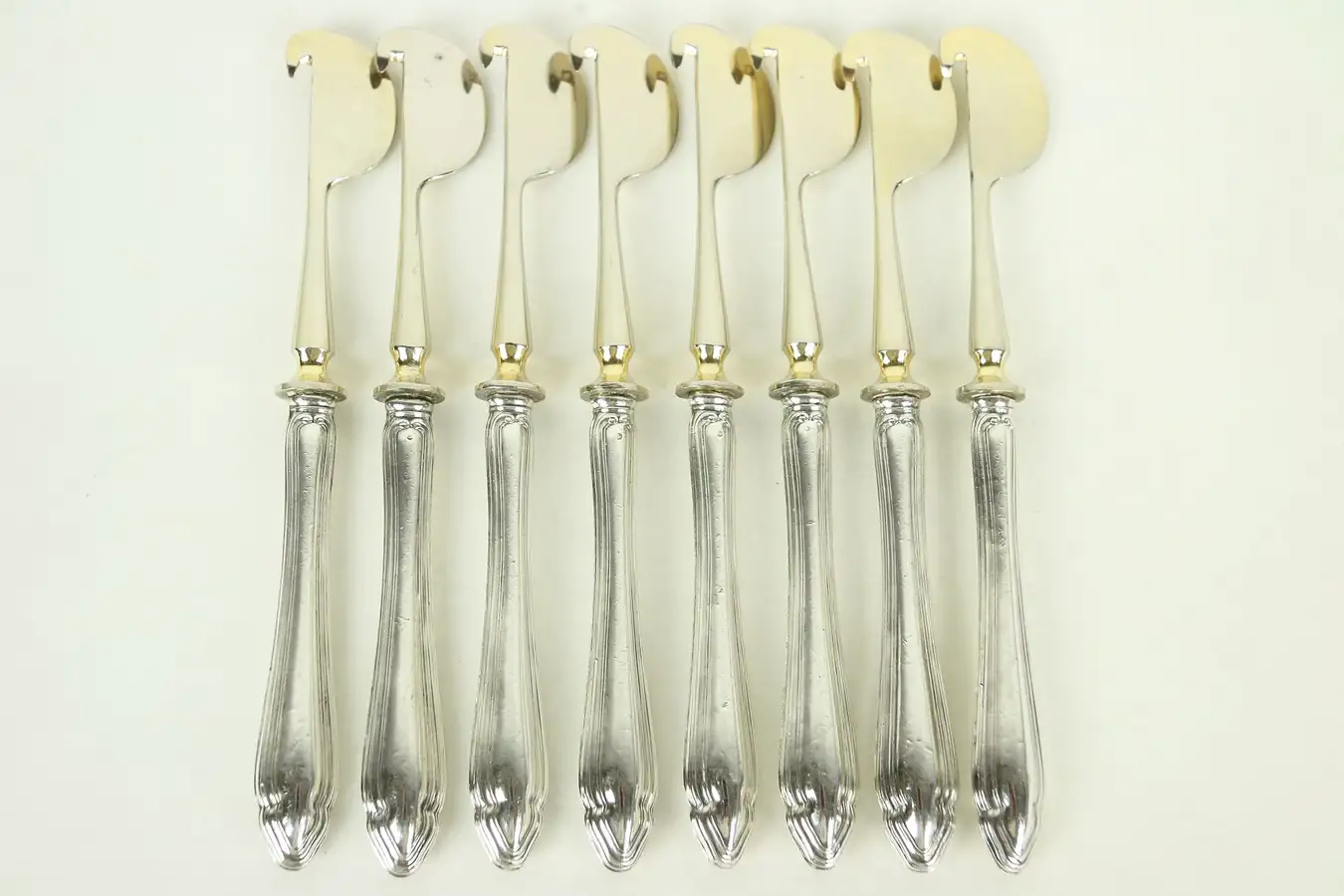 Main image of Set of 8 Antique European Silver Fruit or Cheese Knives