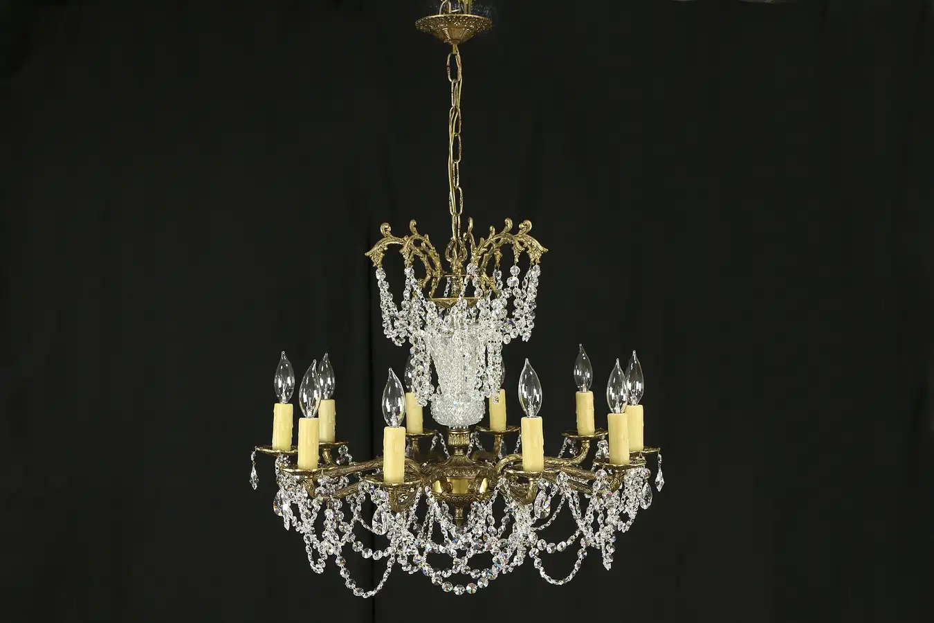 Main image of Strass Crystal Prism 10 Candle Vintage Spanish Chandelier