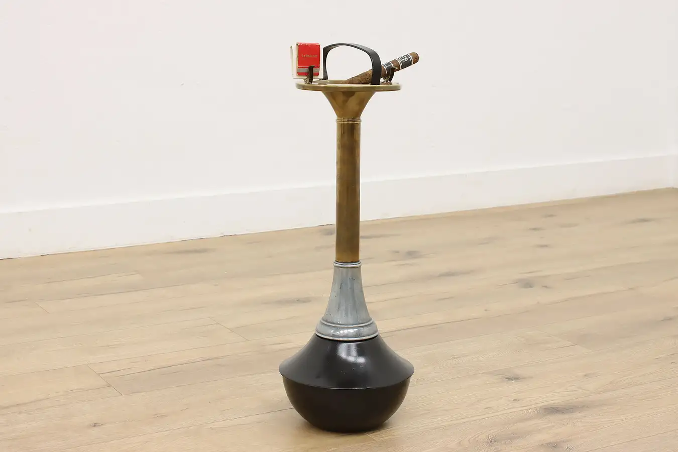 Main image of Art Deco Antique Brass Chairside Smoking Stand, Smokador