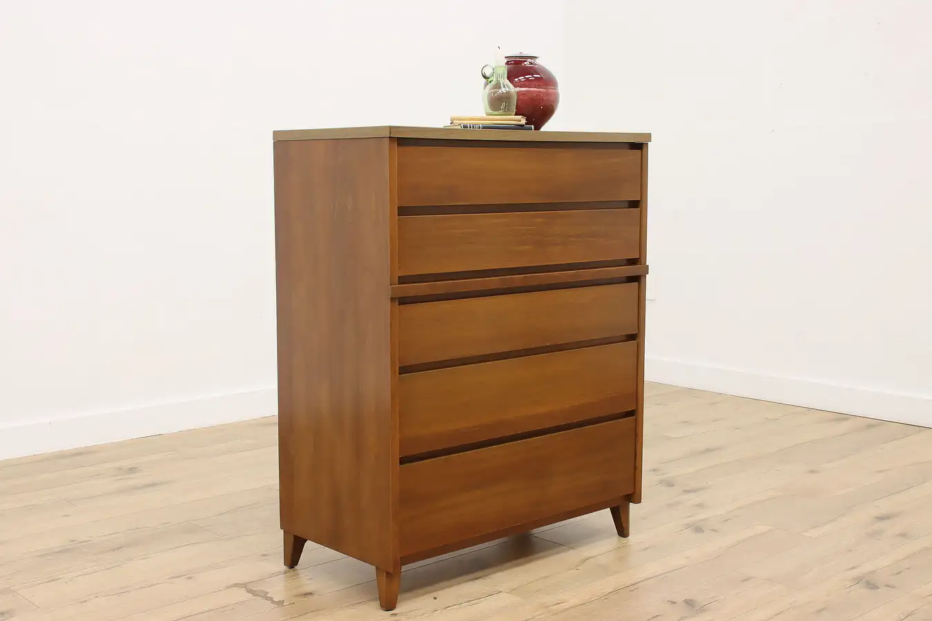Main image of Midcentury Modern Vintage Walnut Tall Dresser Chest, Stanley