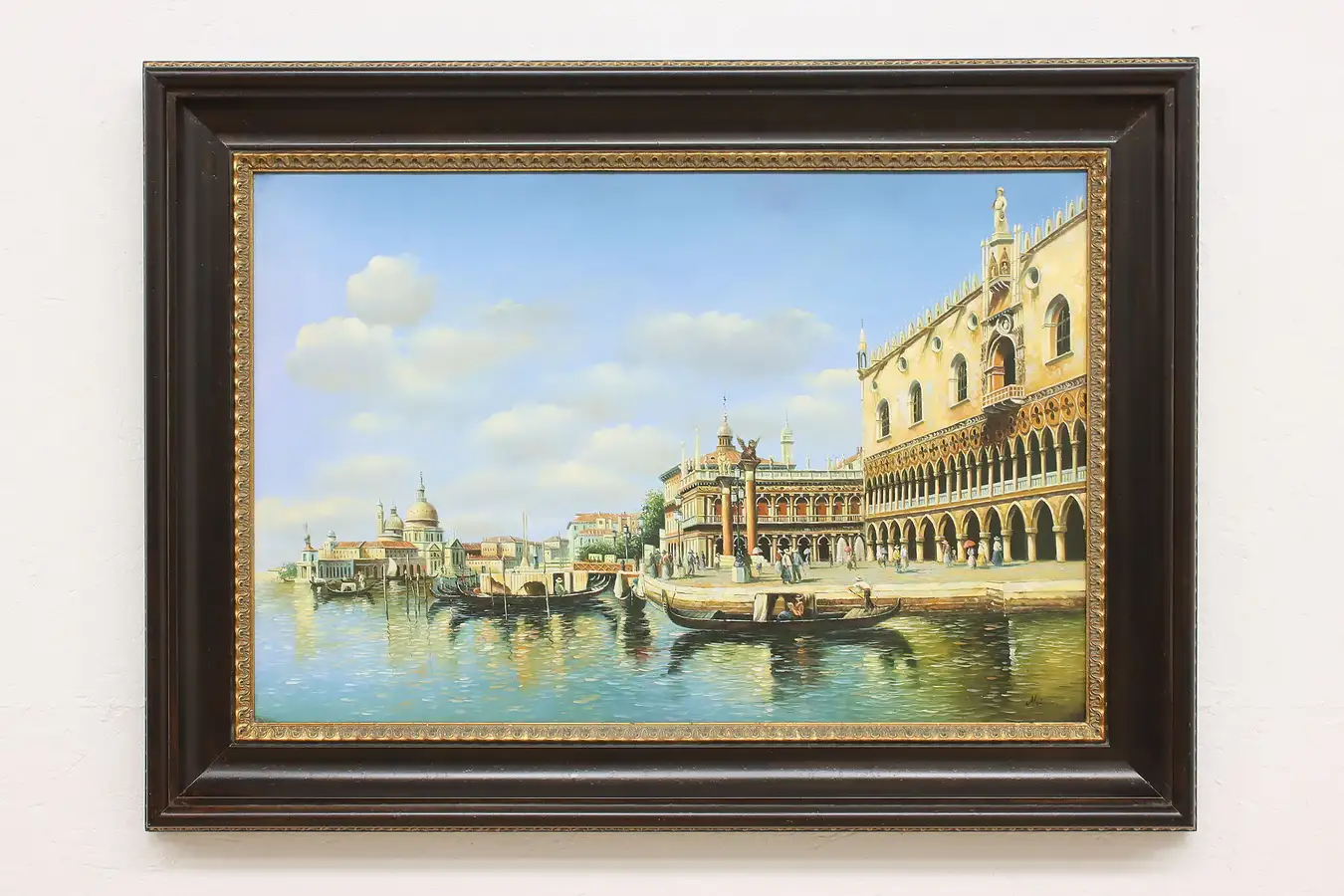 Main image of Venice Canals Vintage Original Oil Painting Signed 45"