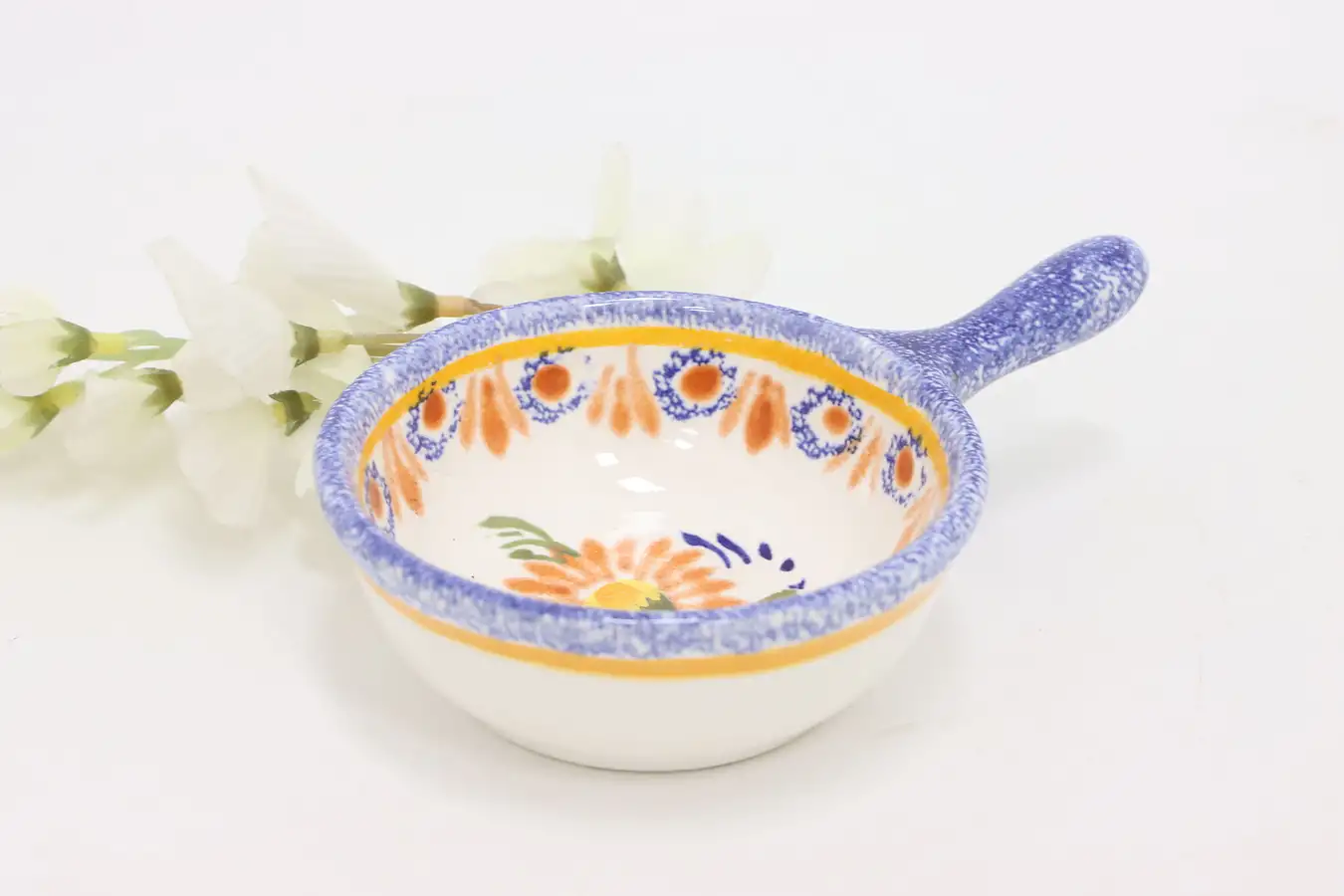 Main image of French Vintage Henriot Quimper Hand Painted Bowl & Handle