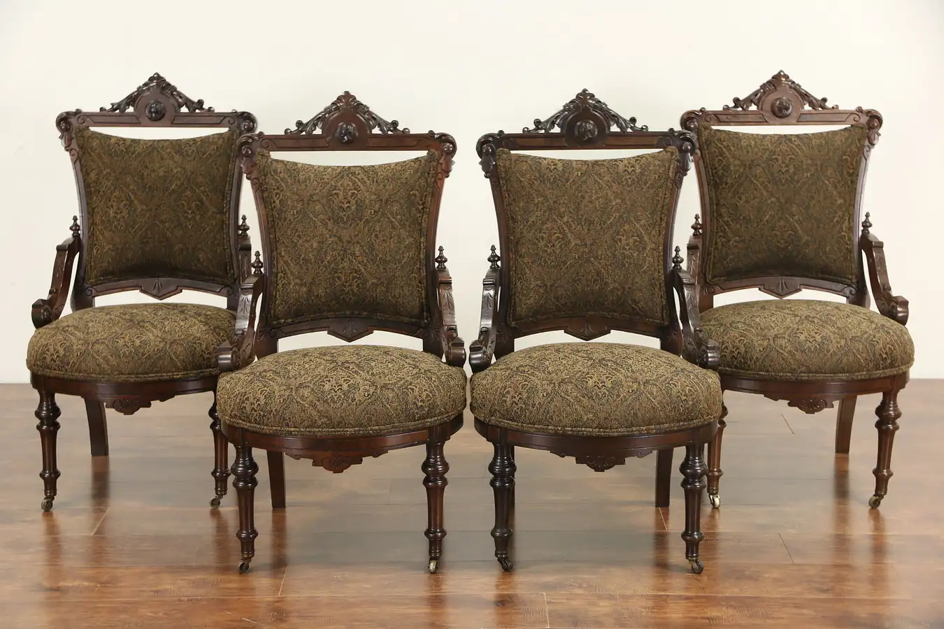 Main image of Victorian Renaissance 1870's Antique Jenny Lind set of 2 Chairs