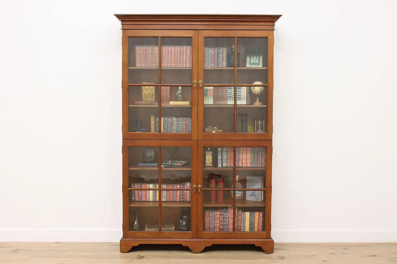 Main image of Georgian Vintage Carved Cherry Library Bookcase or Display