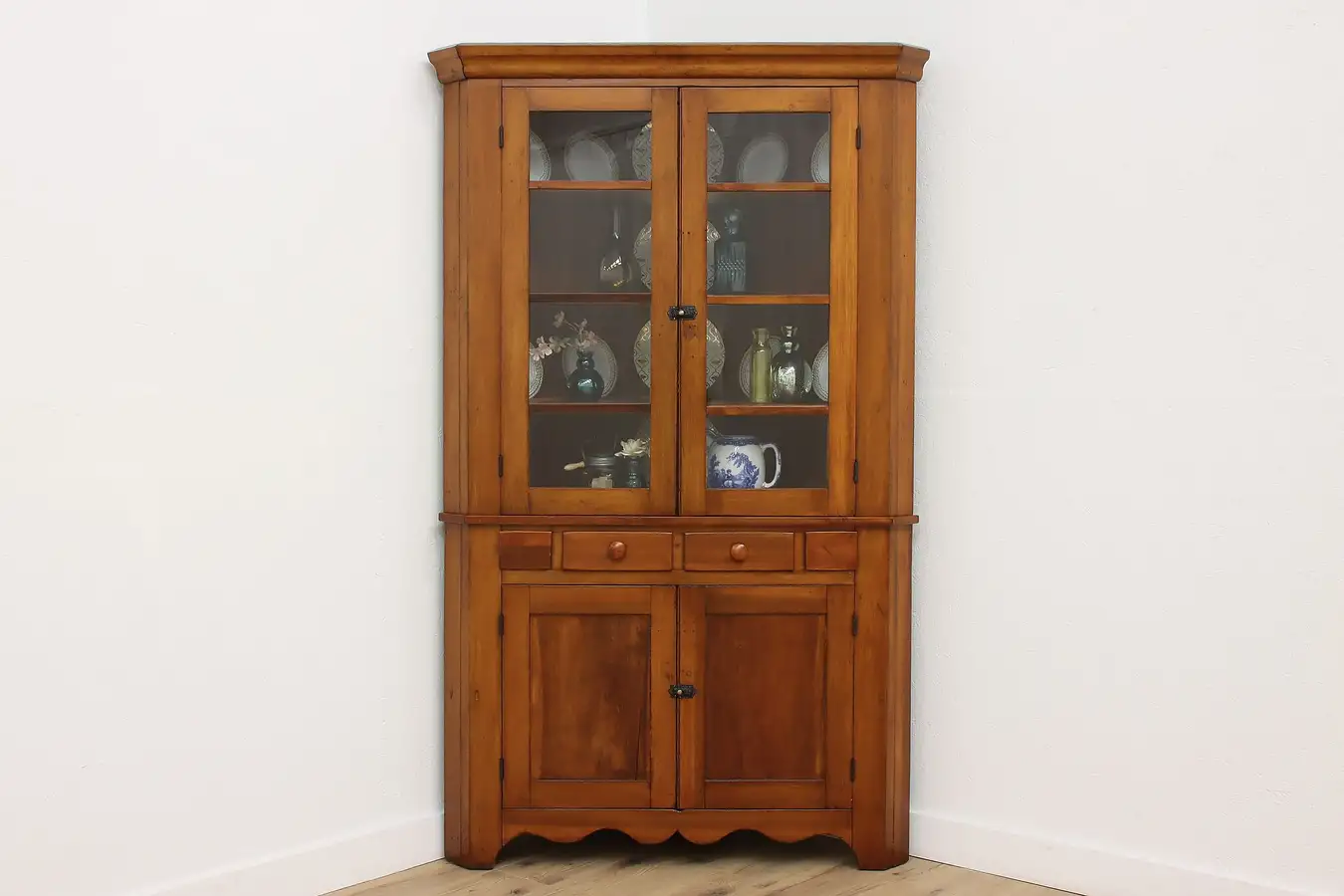 Main image of Sheraton Antique Farmhouse Poplar Kitchen Corner Cabinet