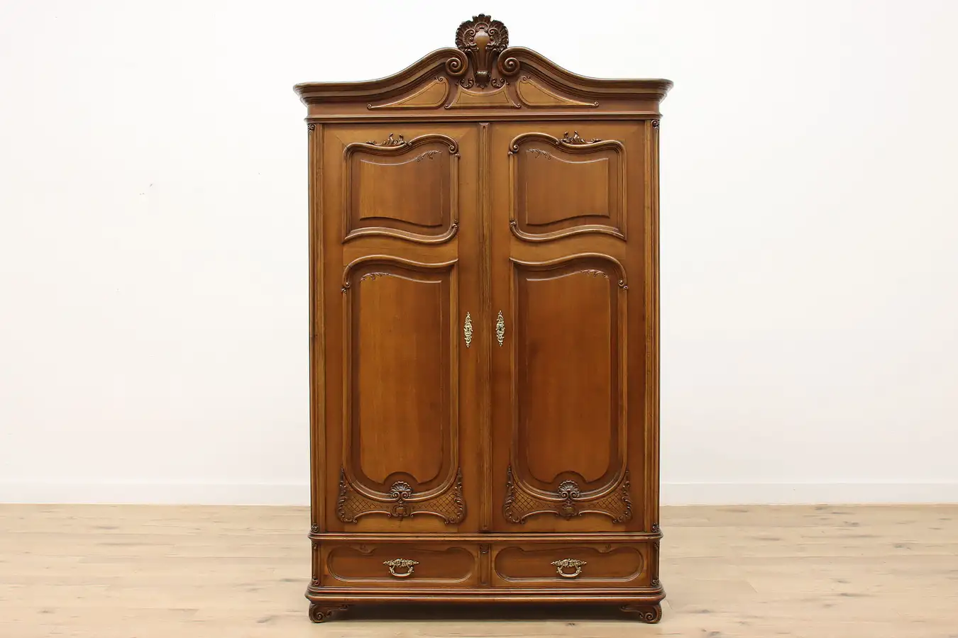 Main image of French Carved Walnut Antique Armoire, Closet, Wardrobe