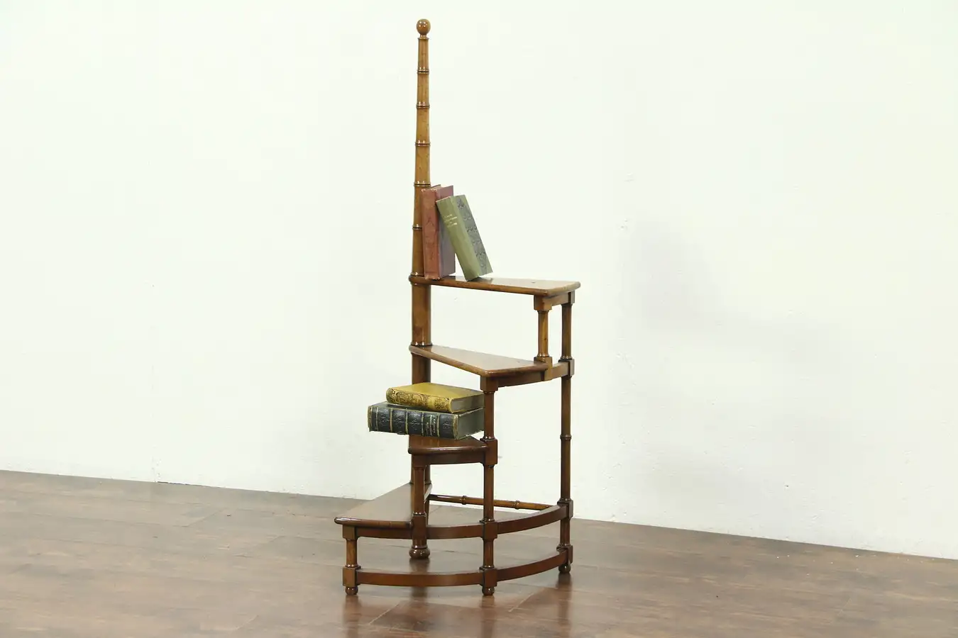 Main image of Cherry Vintage Curved Library Stair or Steps, Book or Plant Stand
