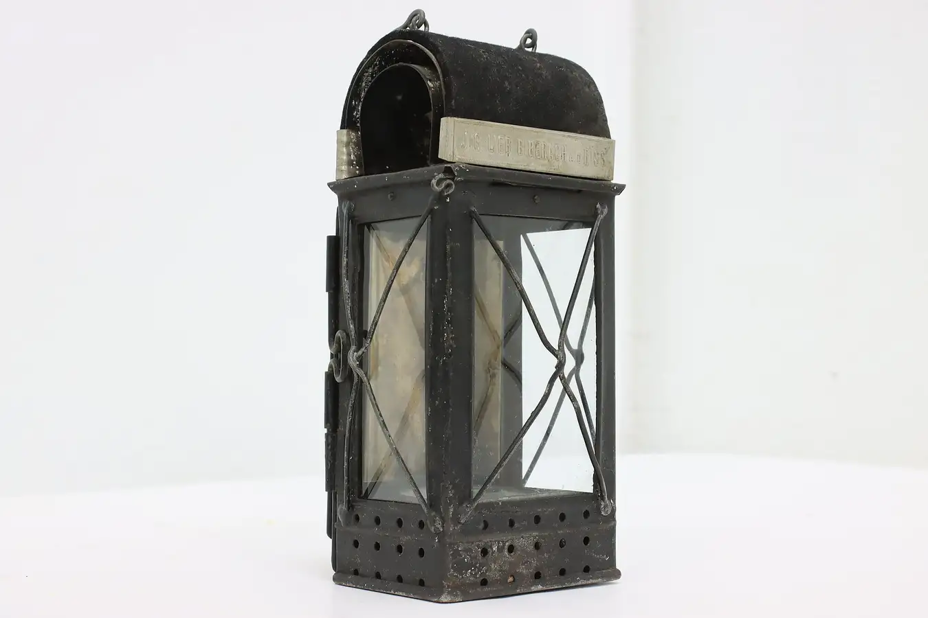 Main image of German Antique Iron Fireman or Miner Candle Lantern, Lieb