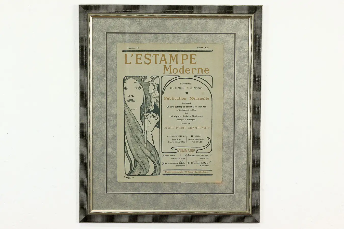 Main image of "L'estampe Moderne" Framed Original Antique Lithograph, Mucha 25.5"