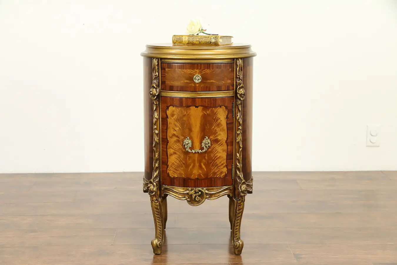 Main image of Satinwood & Rosewood Marquetry Pedestal, End Table or Nightstand Rockford