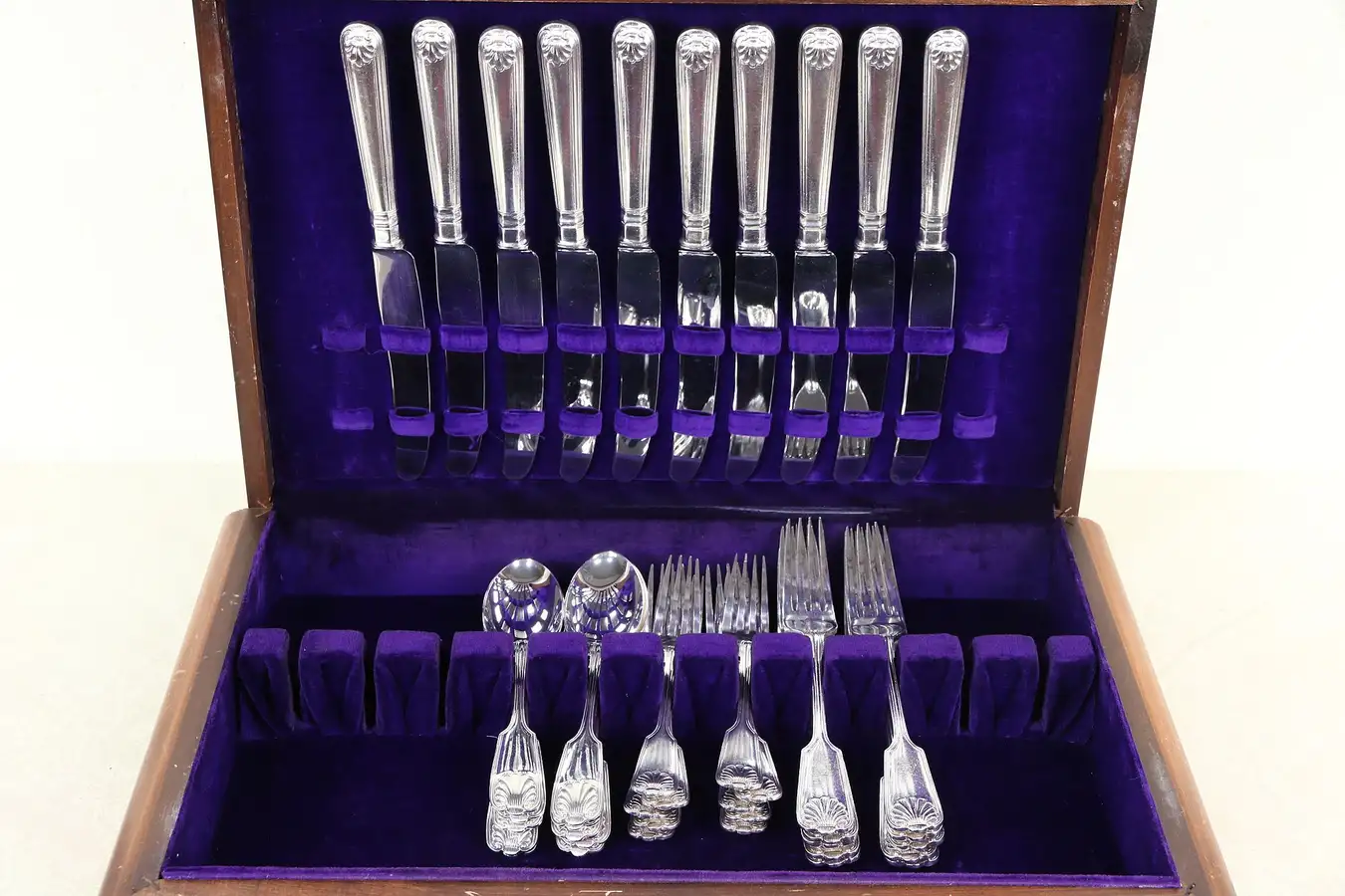 Main image of Silverware 40 pc All Dinner Size Kings Pattern Set for 10, Atkin England