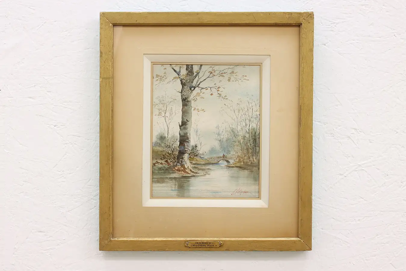 Main image of Birch Tree in Forest Antique Original Watercolor Painting, Harlow 19"