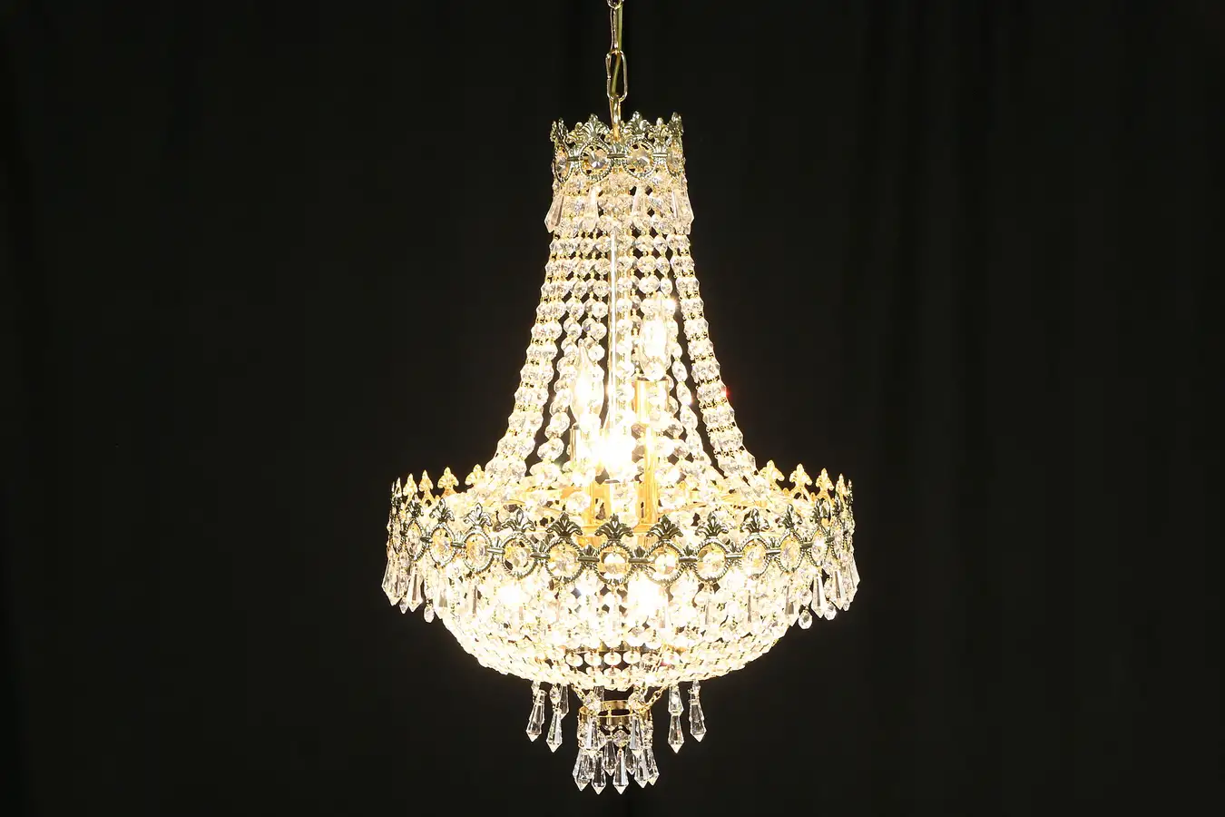 Main image of Gold Plated Regency Chandelier, Strass Cut Crystal Prisms Swarovski