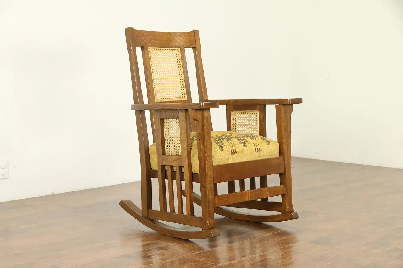 Main image of Arts & Crafts Mission Oak Rocking Chair, Antique Craftsman Rocker