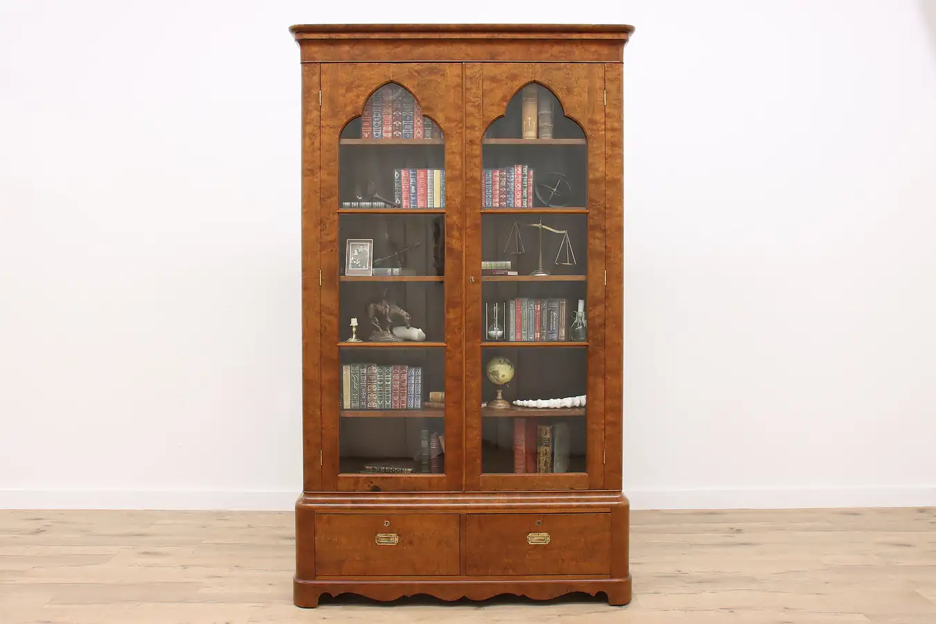 Main image of Victorian Gothic Antique English Walnut Office or Library Bookcase