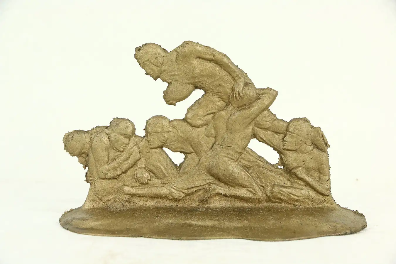 Main image of Football Game Doorstop Sculpture, Rough Cast Bronze