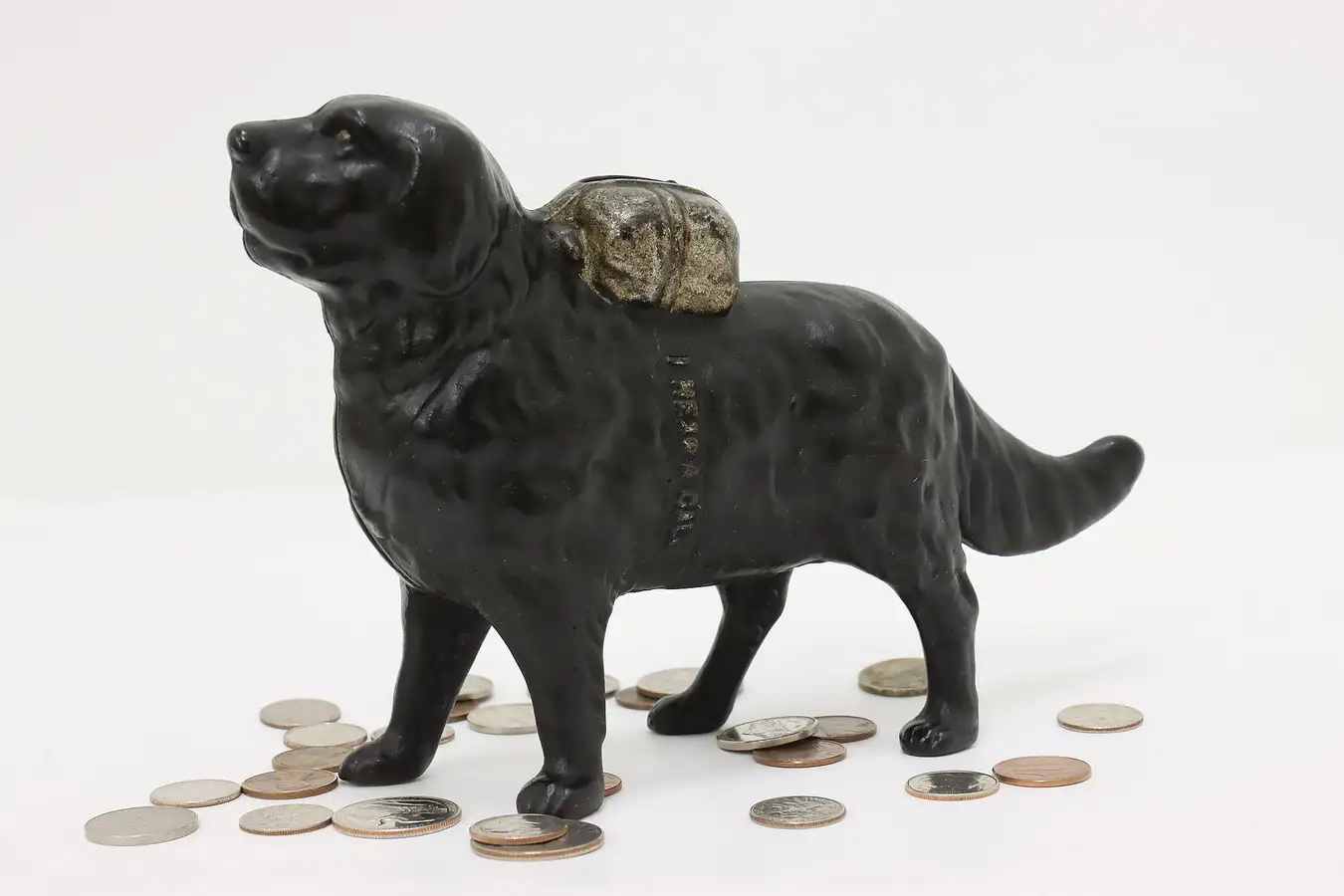 Main image of Farmhouse Antique Cast Iron St. Bernard Dog Coin Bank