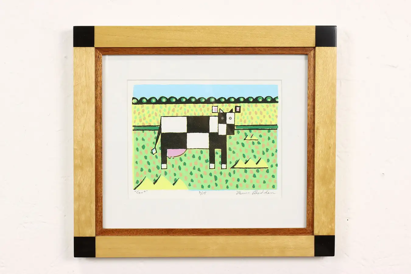 Main image of Whimsical Cow Portrait Vintage Original Serigraph, Bruce Bodden 14.5"