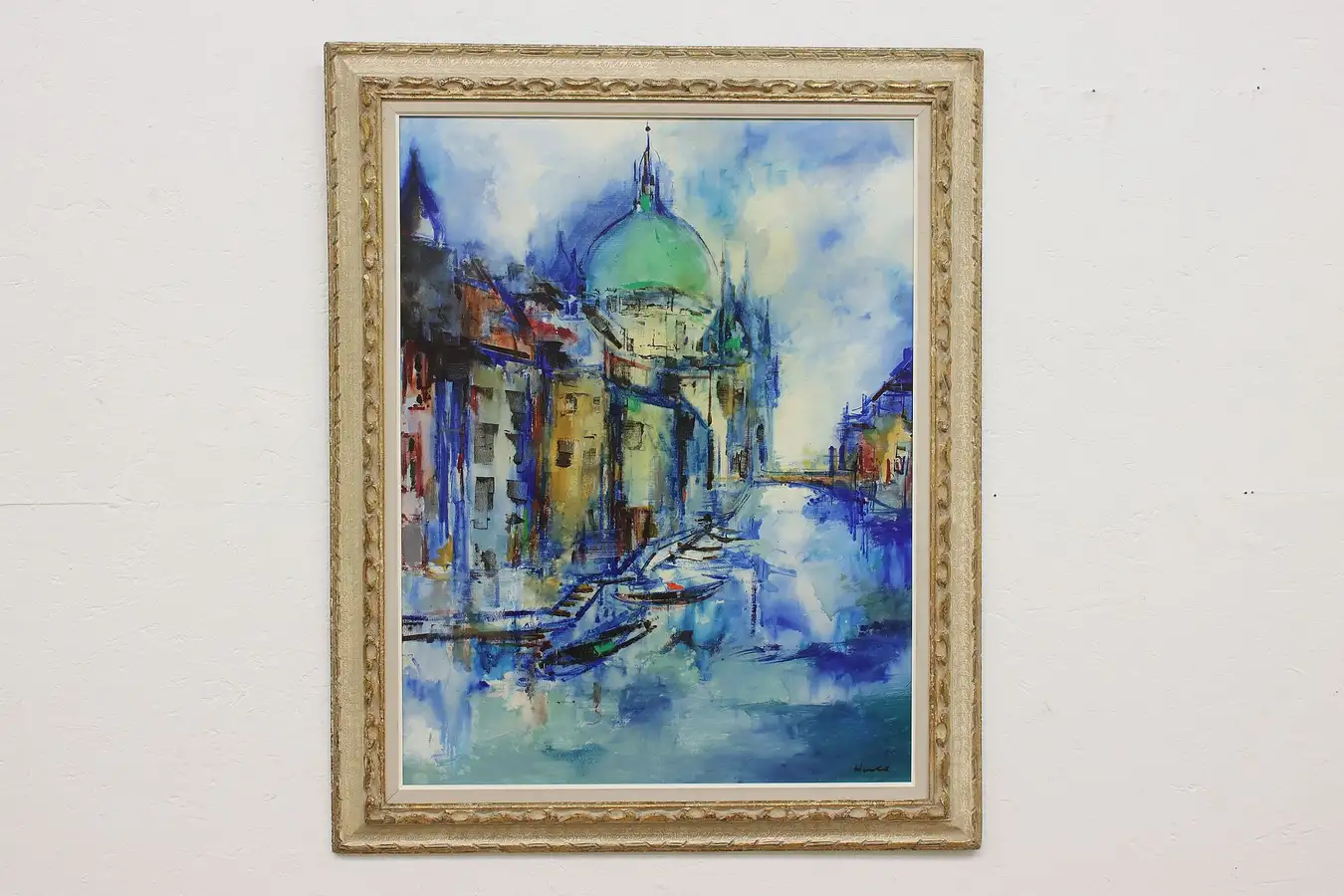 Main image of Santa Maria Venice Vintage Original Painting Signed 42.5"