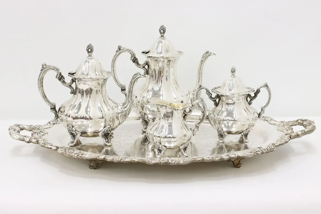 Main image of Grand Duchess Towle Vintage Silverplate 5 Pc Tea Set & Tray