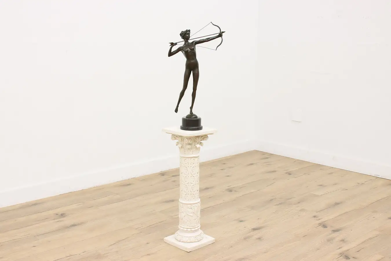 Main image of Faux Marble Vintage Plant Stand or Sculpture Pedestal