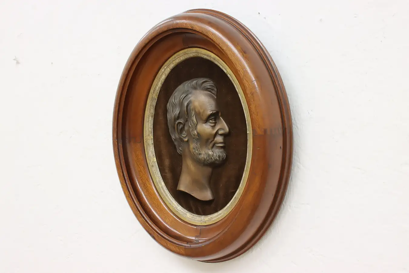Main image of President Lincoln Antique Framed Bronze Wall Plaque