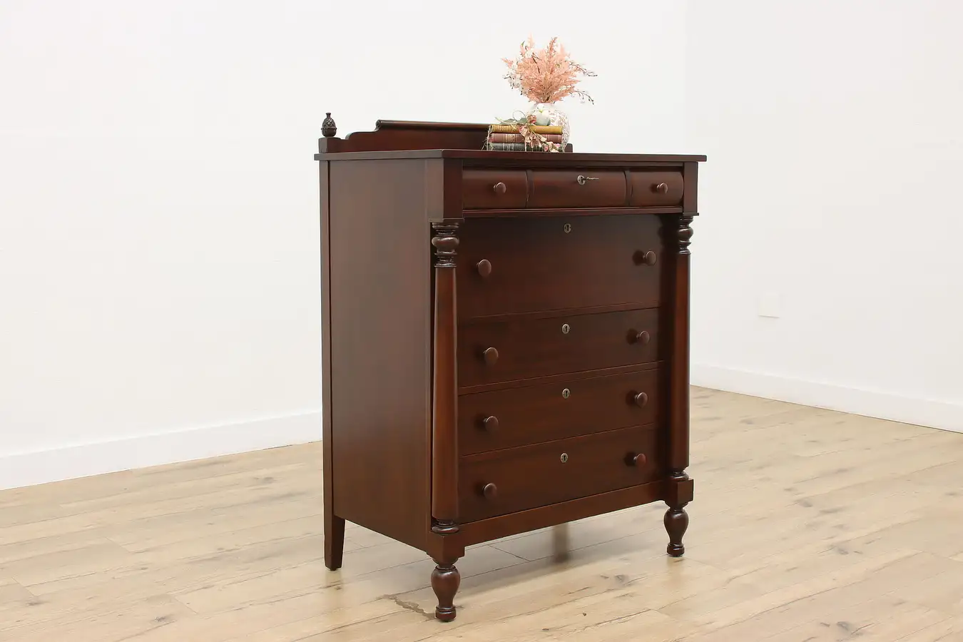 Main image of Empire Antique Mahogany Tall Dresser or Chest Pineapples