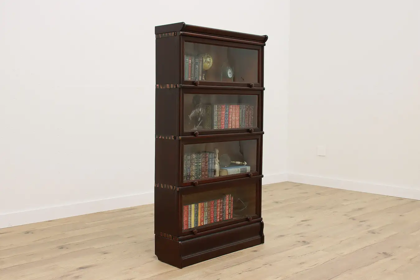 Main image of Arts & Crafts Antique Mahogany 4 Stack Office or Lawyer Bookcase, Macey