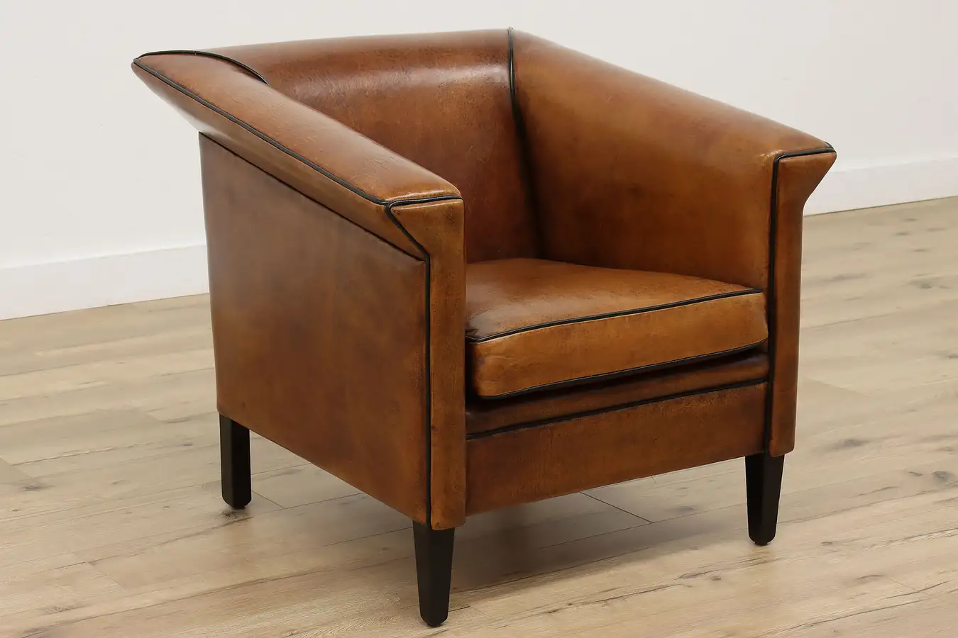 Main image of Art Deco Vintage Dutch Leather Office or Library Chair, Bogers