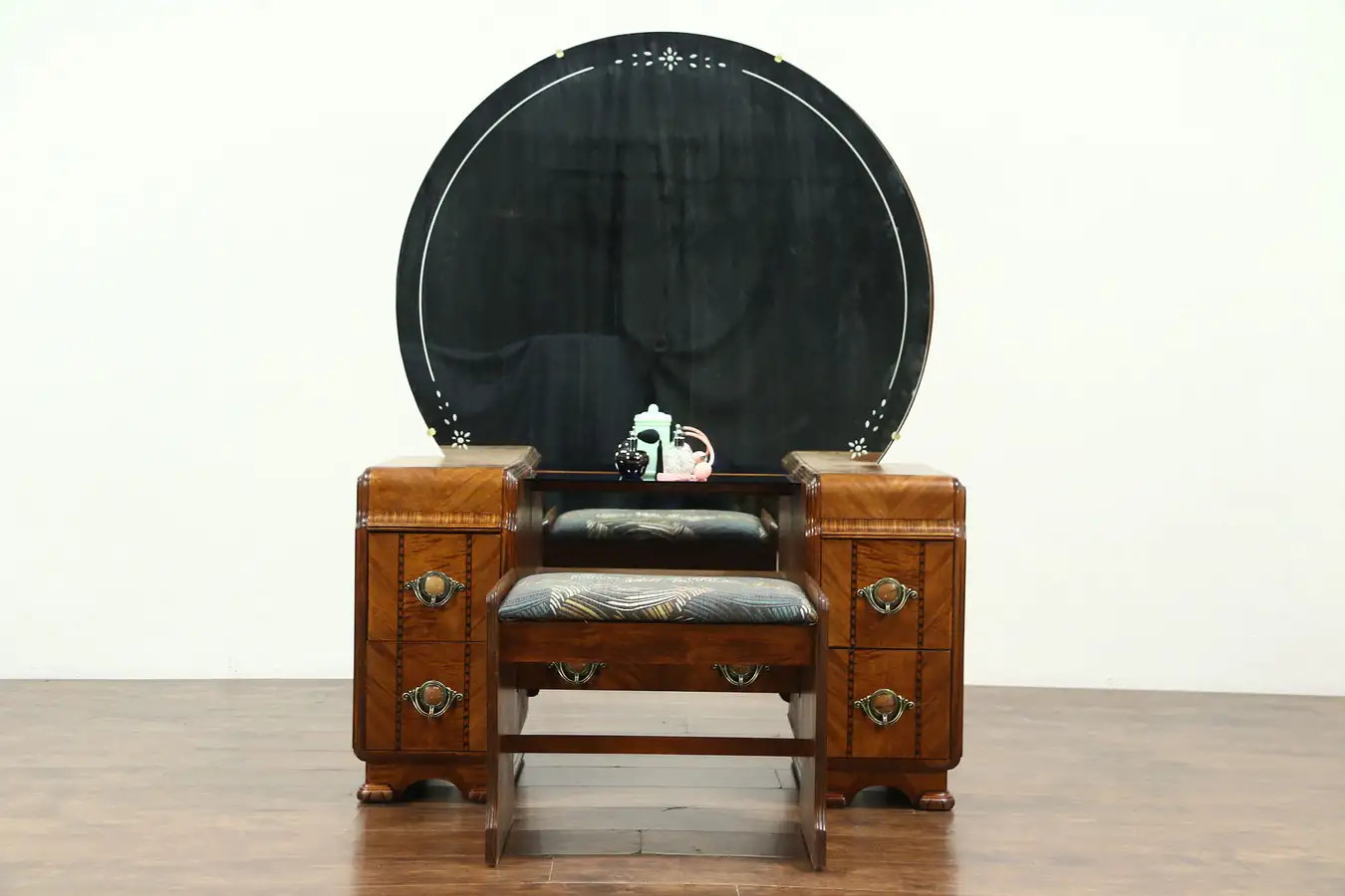 Main image of Art Deco1930's Vintag Waterfall Vanity or Dressing Table & Bench, Joerns Bros WI