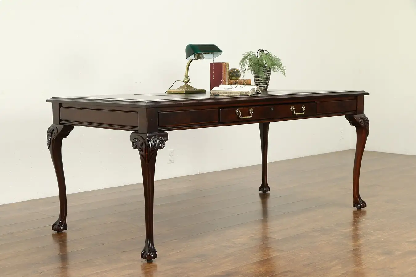 Main image of Traditional Georgian Style Desk or Library Table, Leather Top, Kimball