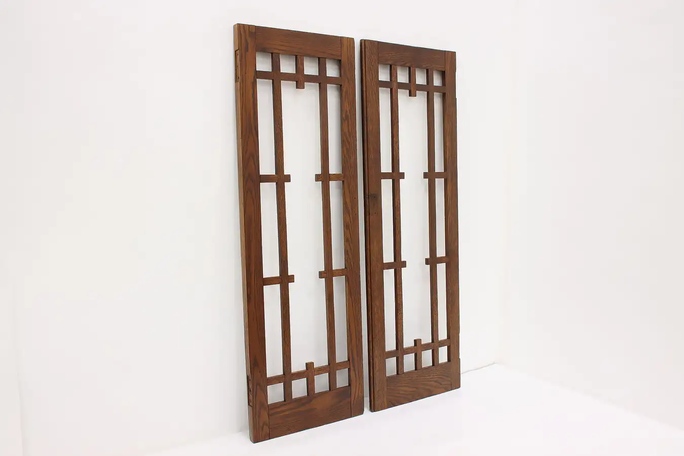 Main image of Pair Arts & Crafts Mission Oak Antique Salvage Window Doors