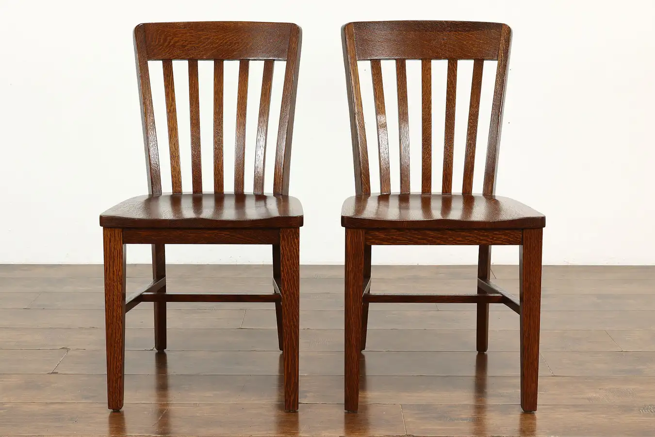 Main image of Pair of Antique Quarter Sawn Oak Office, Desk or Dining Side Chairs