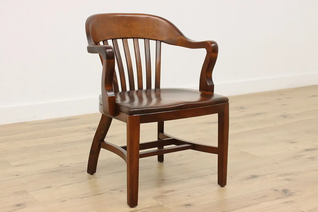 Main image of Birch Antique Banker, Office, or Library Desk Chair, Marble