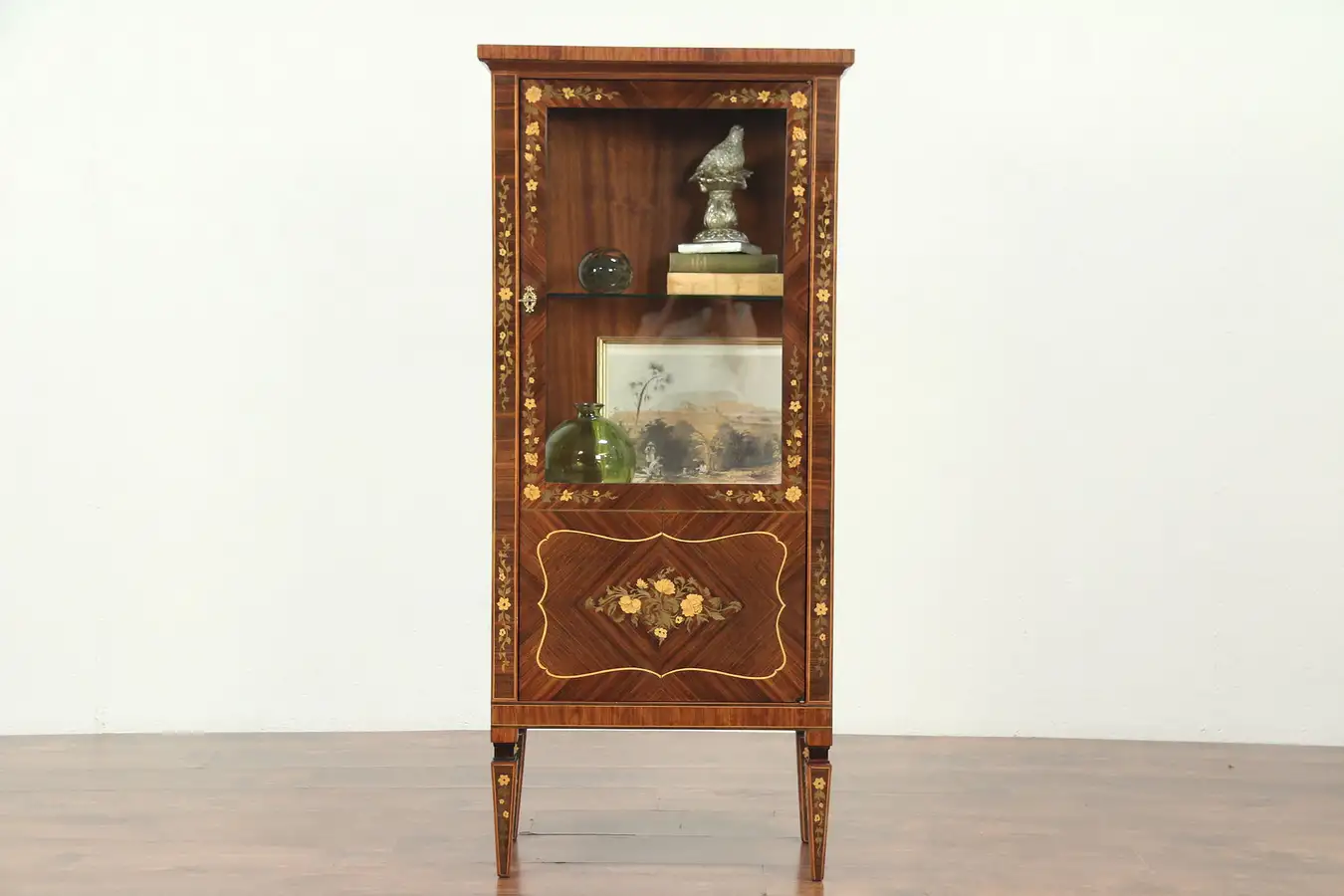 Main image of Rosewood Marquetry Vintage Vitrine or Curio Display Cabinet, Italy