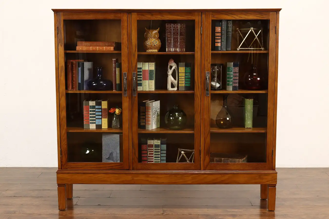 Main image of Arts & Crafts Mission Oak Vintage Triple Office or Library Bookcase
