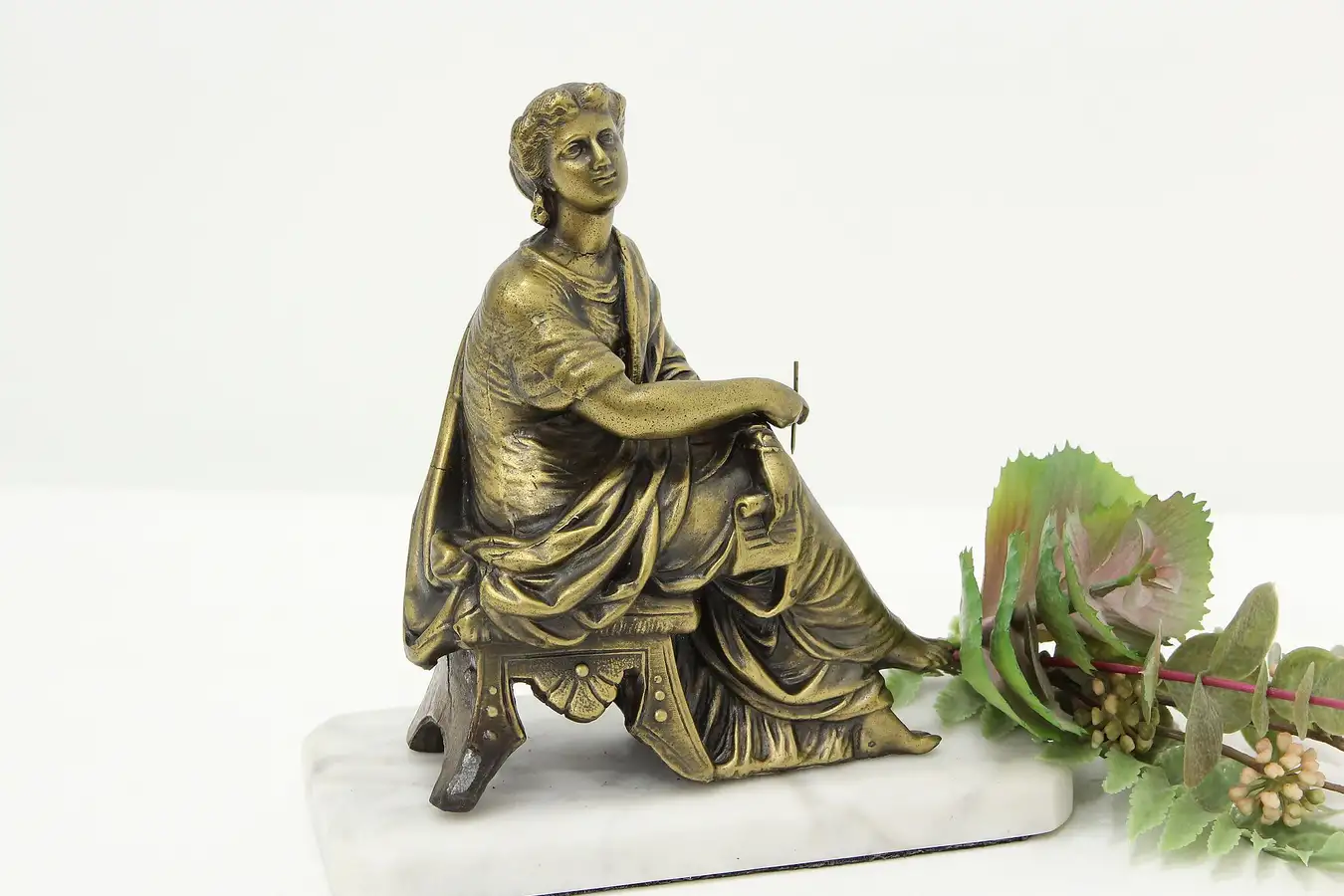 Main image of Poet Statue Classical Vintage Bronze Sculpture, Marble Base