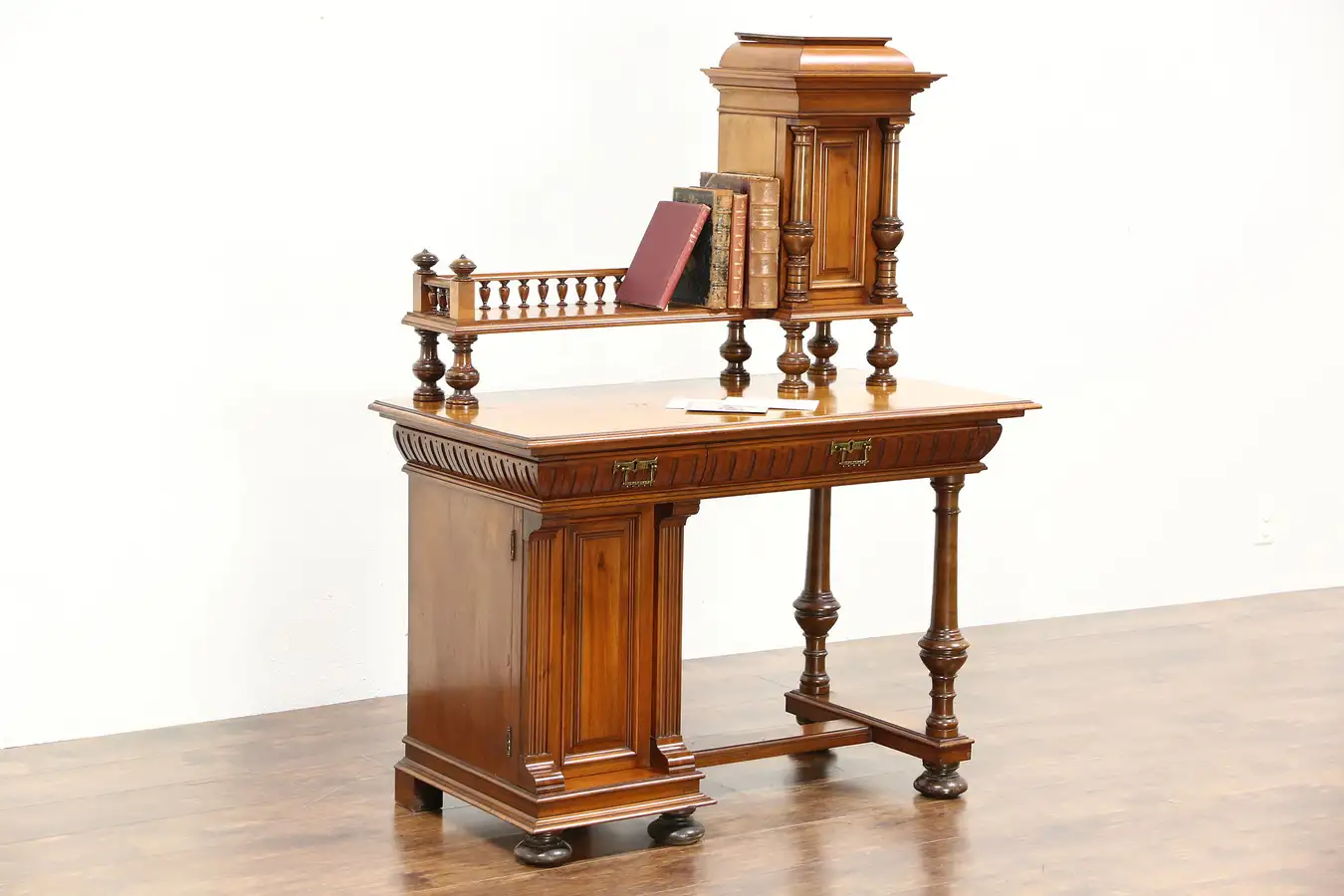 Main image of Austrian 1890 Antique Mahogany Library Desk, All Original