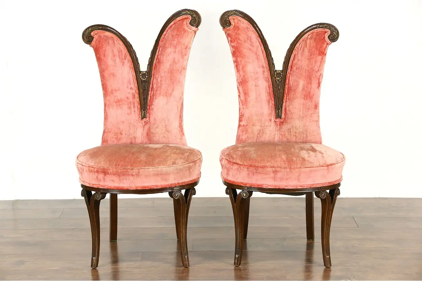 Main image of Pair Hollywood Regency 1950 Vintage Accent Chairs, All Original