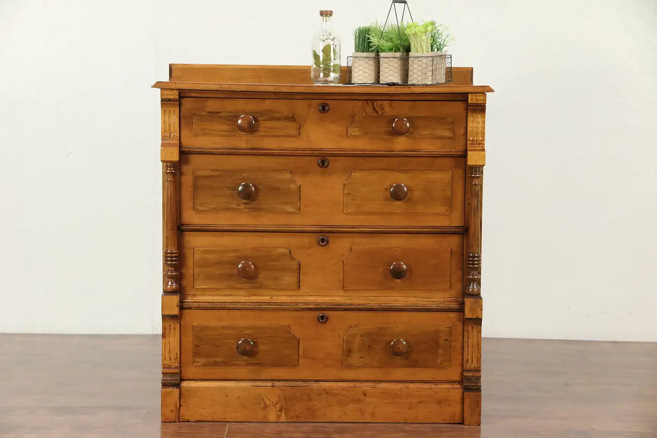 Main image of Victorian Eastlake Antique Maple Chest or Dresser, Columns