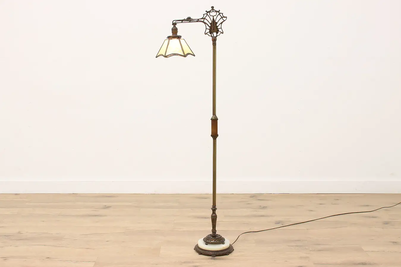 Main image of Art Deco Antique Floor Reading or Bridge Lamp, Onyx Base